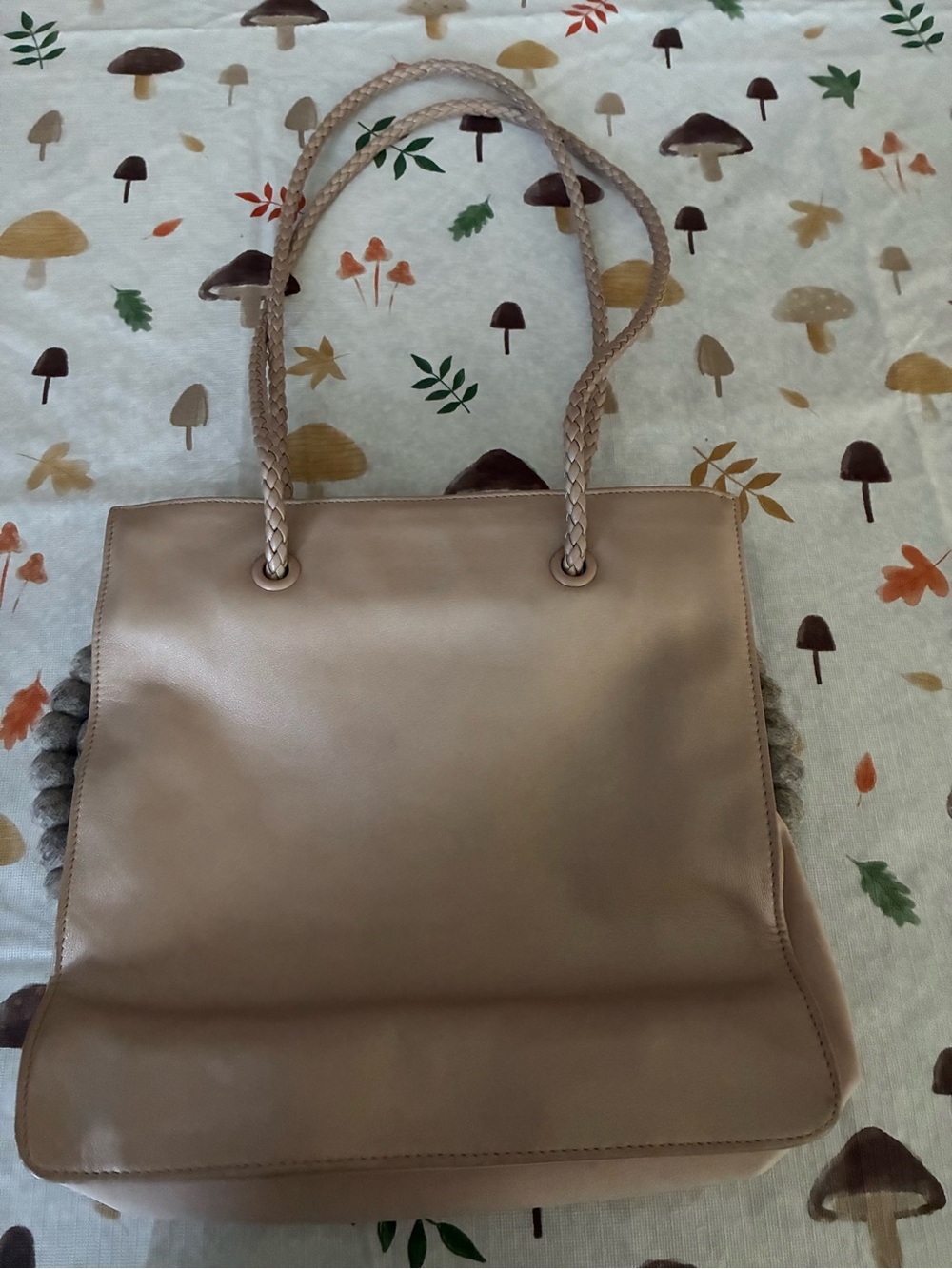 Enzo Angiolini Taupe Tote Bag with Braided Handles